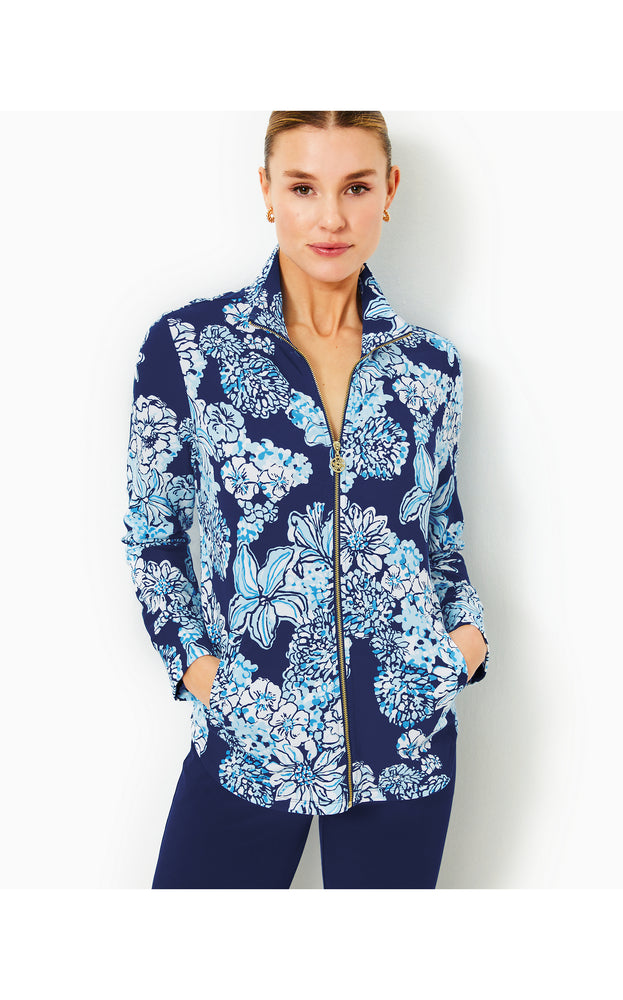 UPF 50+ Leona Zip-Up Jacket - Low Tide Navy - Bouquet All Day