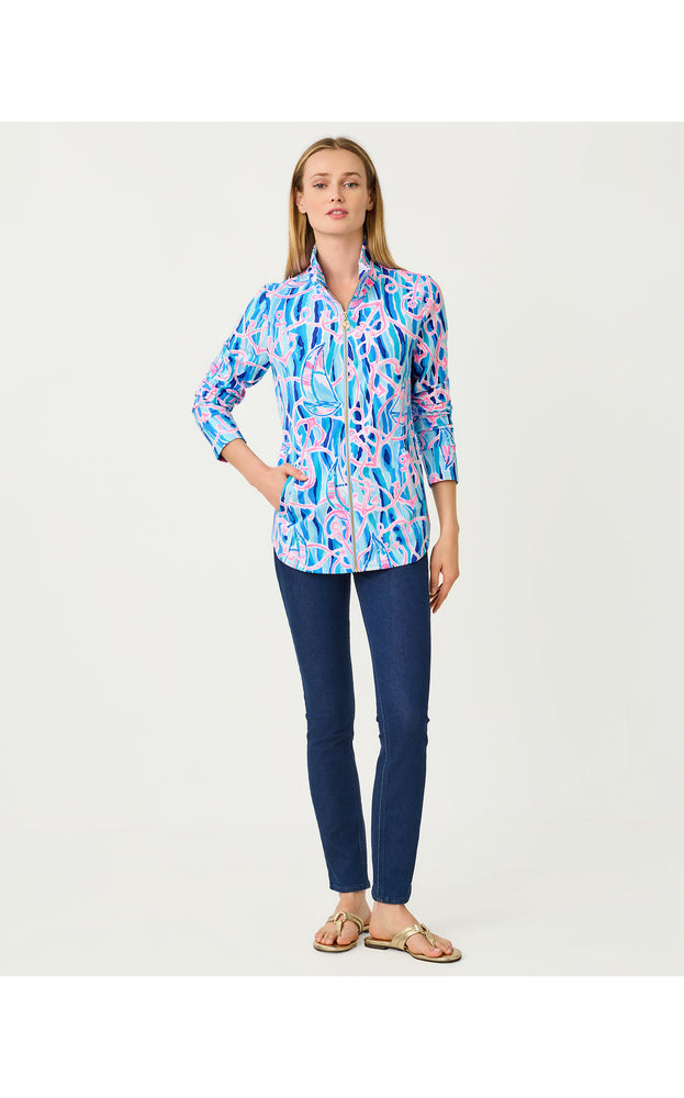 UPF 50+ Leona Zip-Up Jacket - Skim Blue Reel Nauti