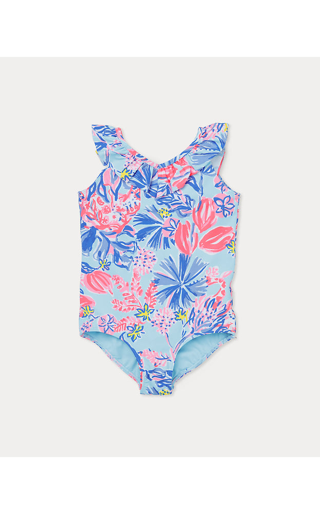 UPF 50+ Girls Janah One-Piece Swimsuit - Multi Elephant Splash