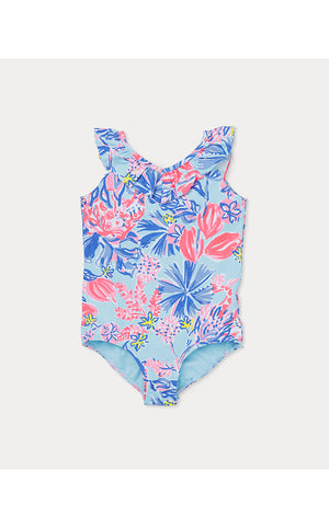 UPF 50+ Girls Janah One-Piece Swimsuit - Multi Elephant Splash