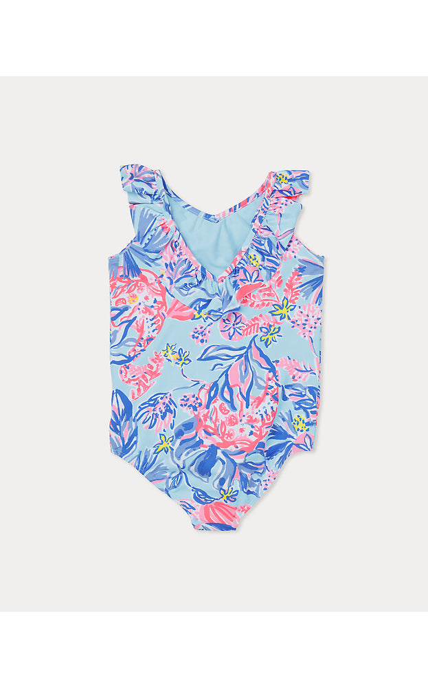 UPF 50+ Girls Janah One-Piece Swimsuit - Multi Elephant Splash