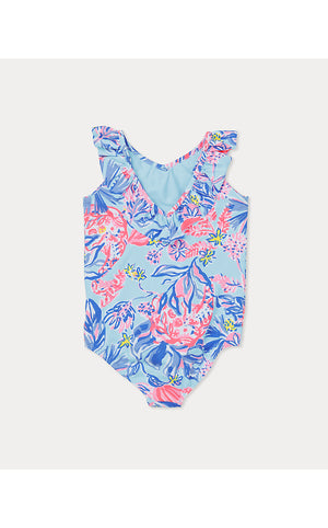 UPF 50+ Girls Janah One-Piece Swimsuit - Multi Elephant Splash