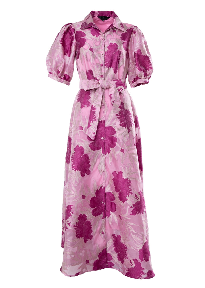 Charlotte Gown Magenta Pansy Vine Organza