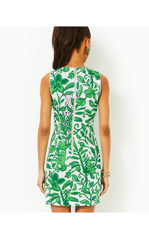 Mila Stretch Shift Dress - Fiddle Leaf Green Escape Plan Engineered Woven Dress