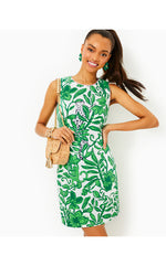 Mila Stretch Shift Dress - Fiddle Leaf Green Escape Plan Engineered Woven Dress