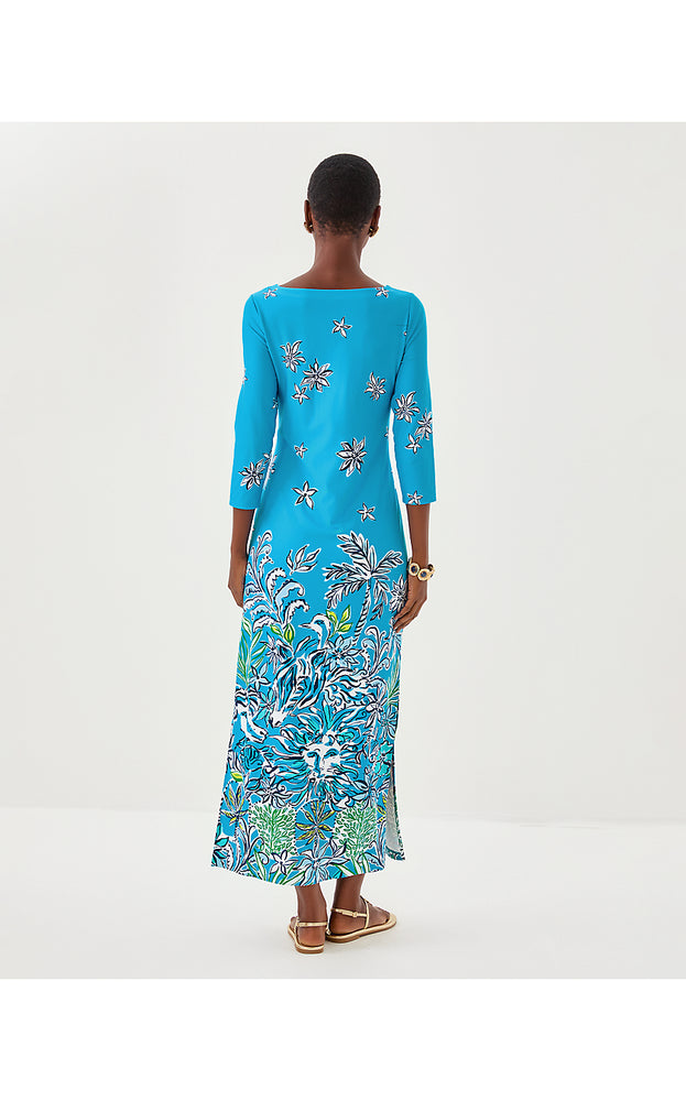 UPF 50+ ChillyLilly Seralina Maxi Dress - Tangier Teal Safari Social Engineered Chilly