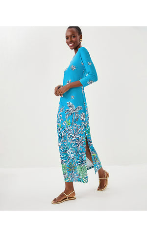 UPF 50+ ChillyLilly Seralina Maxi Dress - Tangier Teal Safari Social Engineered Chilly