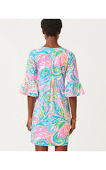 Krysta 3/4 Sleeve Dress - Multi Carnivale Coral