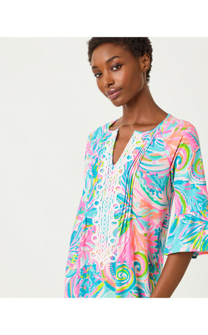 Krysta 3/4 Sleeve Dress - Multi Carnivale Coral