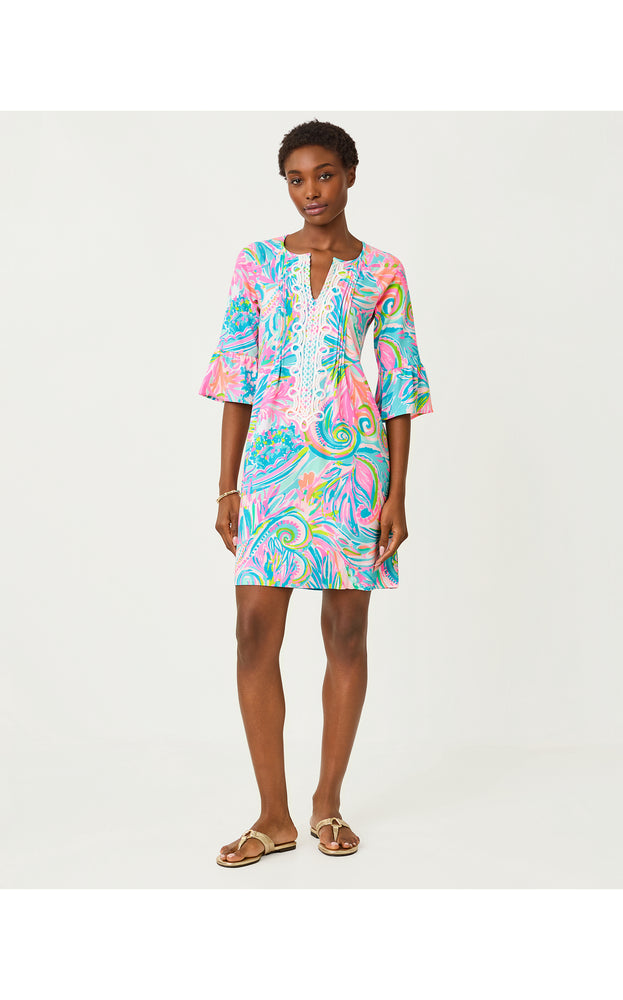 Krysta 3/4 Sleeve Dress - Multi Carnivale Coral