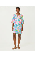 Krysta 3/4 Sleeve Dress - Multi Carnivale Coral