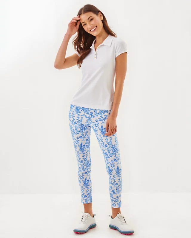 UPF 50+ Luxletic Frida Scallop Polo Top - Resort White