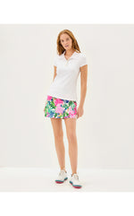 UPF 50+ Luxletic Frida Scallop Polo Top - Resort White