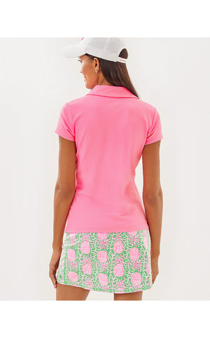 UPF 50+ Luxletic Frida Scallop Polo Top - Rousseau Pink