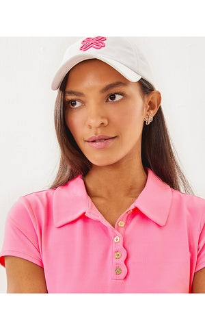 UPF 50+ Luxletic Frida Scallop Polo Top - Rousseau Pink