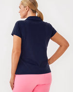 UPF 50+ Luxletic Frida Scallop Polo Top - True Navy