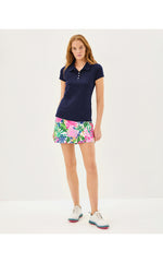 UPF 50+ Luxletic Frida Scallop Polo Top - True Navy