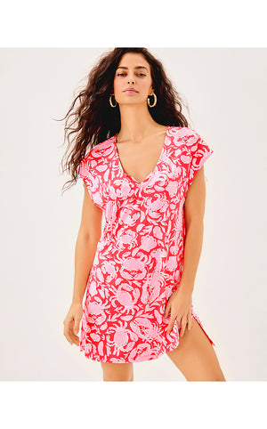 Talli V-Neck Coverup - Cane Coral Crab Collar