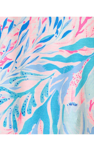 Lorina V-Neck Dress - Crew Blue Tint Kaleidoscope Coral