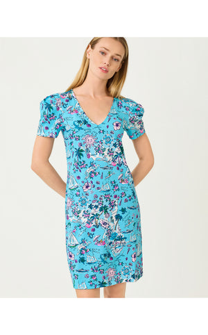 Aleece Short Sleeve Dress - Amalfi Blue Lillys Roadtrip