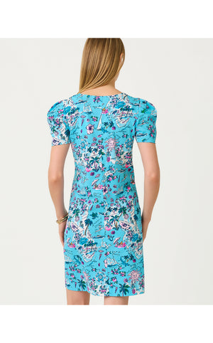 Aleece Short Sleeve Dress - Amalfi Blue Lillys Roadtrip