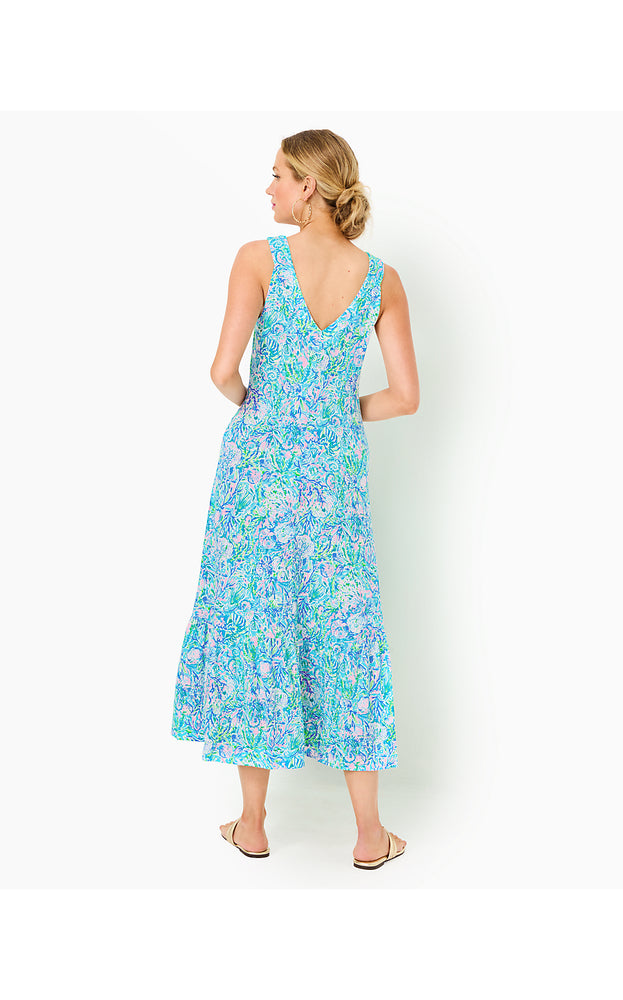 Madsen V-Neck Midi Dress - Surf Blue - Soleil It On Me