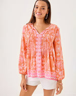 Marilina Tunic Top - Papaya Breezy Palm Engineered