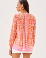 Marilina Tunic Top - Papaya Breezy Palm Engineered