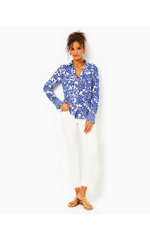 UPF 50+ ChillyLilly Marlena Button Down Top - Deeper Coconut - Ride With Me Engineered Chillylilly