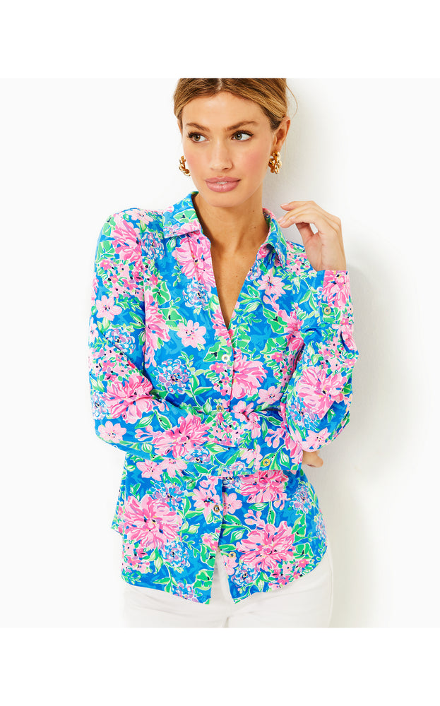 UPF 50+ ChillyLilly Marlena Button Down Top - Multi - Spring In Your Step
