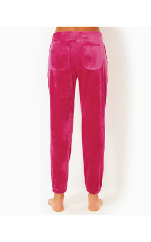 28" Mallie Velour Pant - Raspberry Rouge