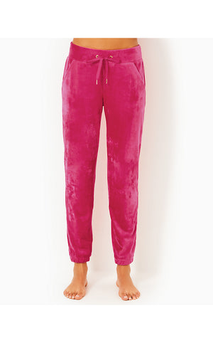 28" Mallie Velour Pant - Raspberry Rouge