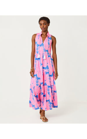 Malone Cotton Maxi Dress - Blue Haven Little Flamenco