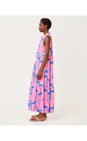 Malone Cotton Maxi Dress - Blue Haven Little Flamenco