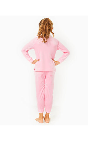 Girls Mini Mallie Velour Pant - Conch Shell Pink