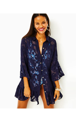 Linley Cover-Up - True Navy - Poly Crepe Swirl Clip