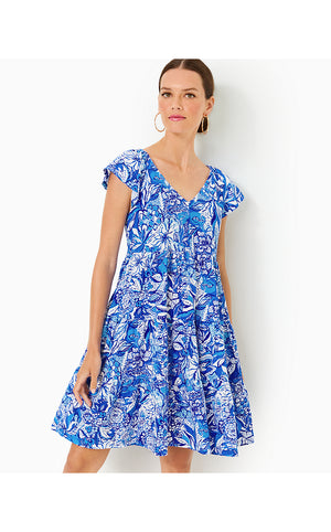 Kawai Flutter Sleeve Dress - Blue Tang - Flocking Fabulous