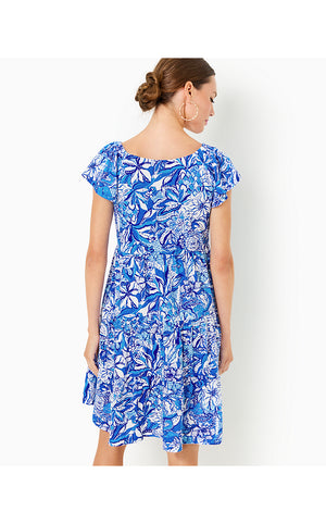 Kawai Flutter Sleeve Dress - Blue Tang - Flocking Fabulous