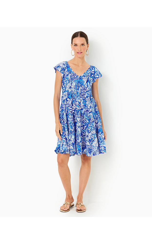 Kawai Flutter Sleeve Dress - Blue Tang - Flocking Fabulous