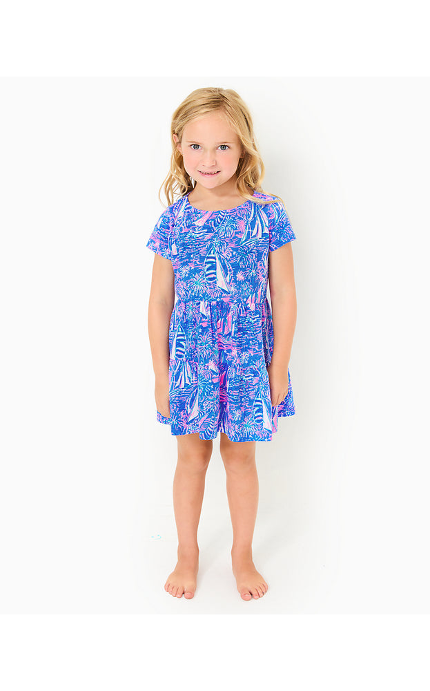 Girls Mini Geanna Short Sleeve Dress - Boca Blue - Its A Sailabration