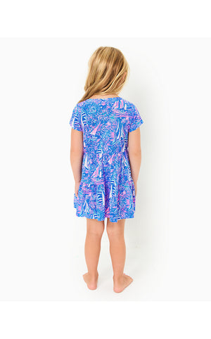 Girls Mini Geanna Short Sleeve Dress - Boca Blue - Its A Sailabration