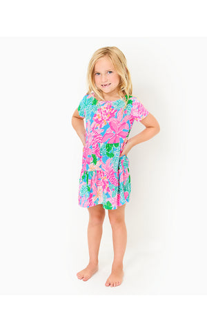 Girls Mini Geanna Short Sleeve Dress  - Multi - Tigers Lair