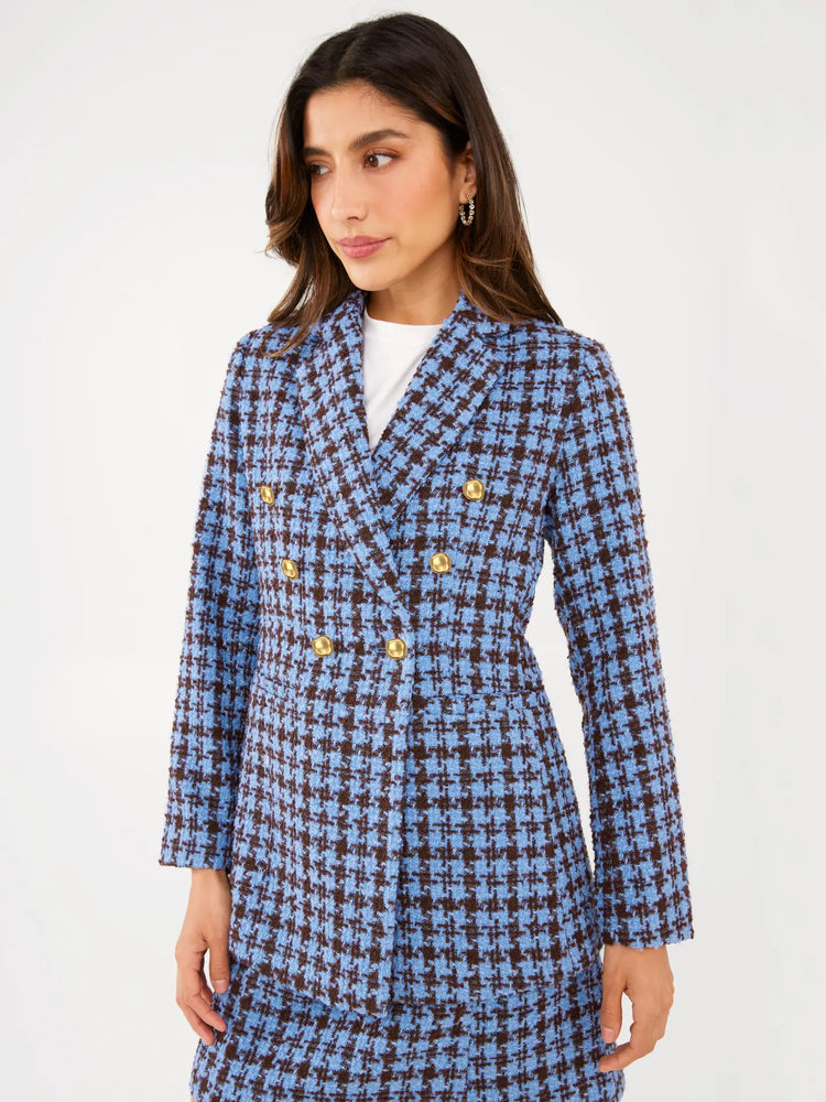 Calvin Blazer Blue/Brown Houndstooth Tweed