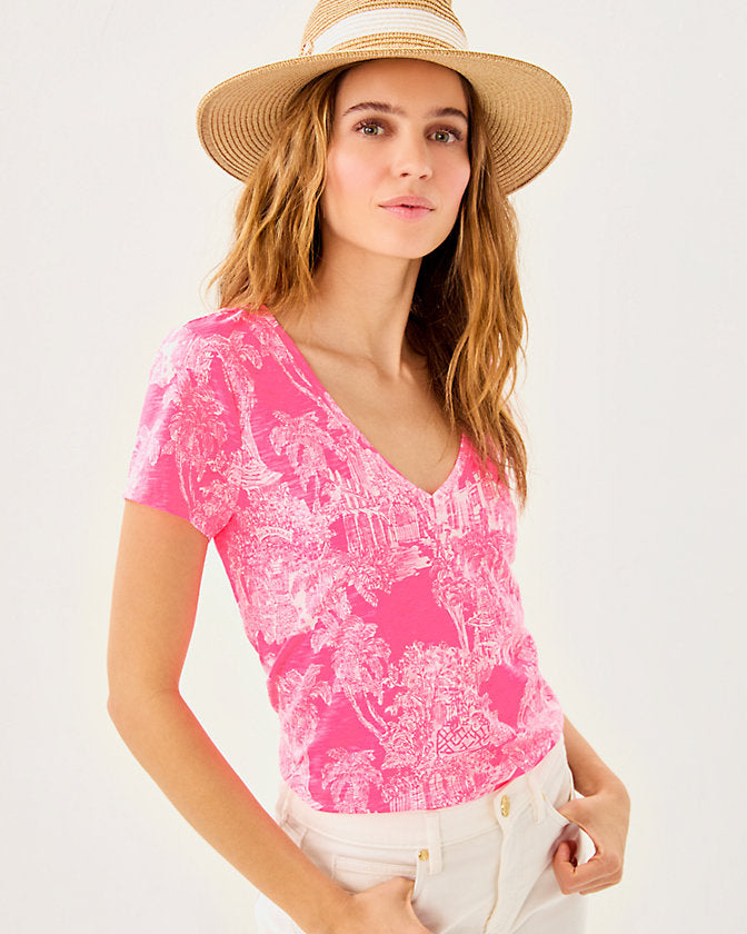 Etta V-Neck Top - Roxie Pink - PB Anniversary Toile