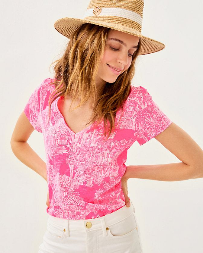 Etta V-Neck Top - Roxie Pink - PB Anniversary Toile