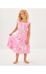 Girls Mini Jilly Midi Dress - Rousseau Pink Glisten In The Sun