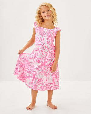 Girls Mini Jilly Midi Dress - Rousseau Pink Glisten In The Sun