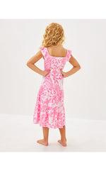 Girls Mini Jilly Midi Dress - Rousseau Pink Glisten In The Sun