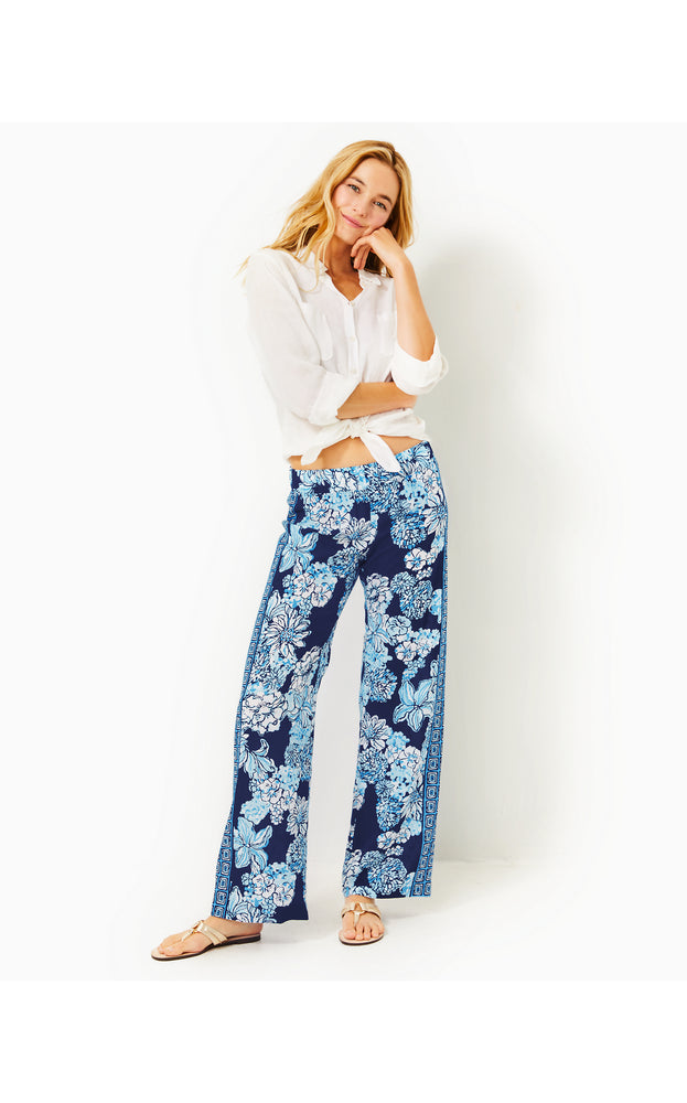 
            
                Load image into Gallery viewer, 32&amp;quot; Bal Harbour Palazzo Pant - Low Tide Navy - Bouquet All Day Engineered Pant
            
        