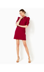 Elsey Popover Dress - Malbec Red - Knit Pucker Jacquard